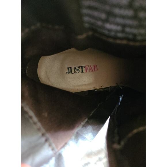 JUSTFAB Willena WMS 5.5 Boots Brown Mid Calf Block Heels Booties Buckle Zip - Picture 11 of 12